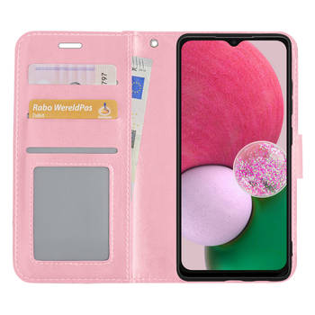 Basey Samsung Galaxy A13 5G Hoesje Book Case Kunstleer Cover Hoes - Lichtroze