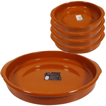 Set van 5x stuks tapas borden/ovenschalen Alicante met handvatten 42 en 20 cm - Snack en tapasschalen