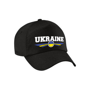 Oekraine / Ukraine landen pet / baseball cap zwart voor kinderen - Verkleedhoofddeksels