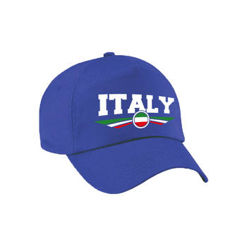 Italie / Italy landen pet / baseball cap blauw voor kinderen - Verkleedhoofddeksels