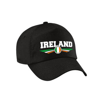 Ierland / Ireland landen pet / baseball cap zwart voor kinderen - Verkleedhoofddeksels