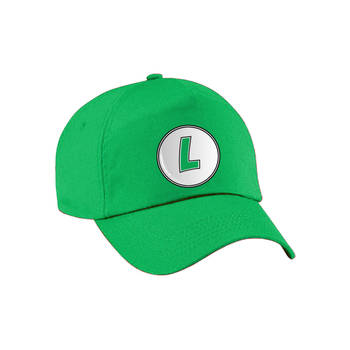 Bellatio Decorations game verkleed pet - loodgieter Luigi - groen - volwassenen - carnaval/themafeest - Verkleedhoofddek