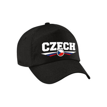 Tsjechie / Czech landen pet / baseball cap zwart voor kinderen - Verkleedhoofddeksels