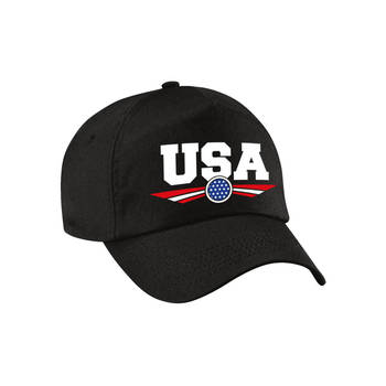 Amerika / USA landen pet / baseball cap zwart voor kinderen - Verkleedhoofddeksels