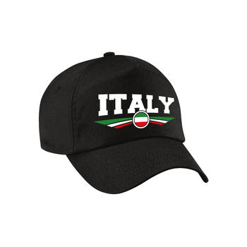Italie / Italy landen pet / baseball cap zwart voor kinderen - Verkleedhoofddeksels