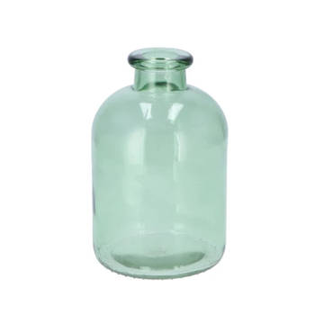DK Design Bloemenvaas fles model - helder gekleurd glas - zeegroen - D11 x H17 cm - Vazen
