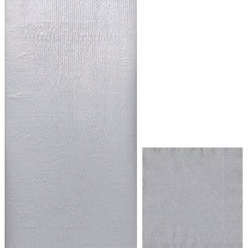 Zilverkleurige set servetten en tafelkleed/tafellaken - Feestpakketten
