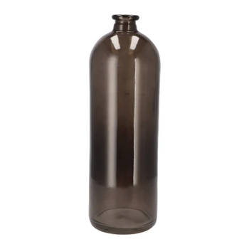 DK Design Bloemenvaas fles model - helder gekleurd glas - zwart - D14 x H41 cm - Vazen