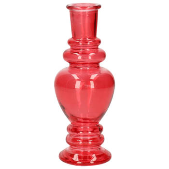 Kaarsen kandelaar Venice - gekleurd glas - helder koraal rood - D5,7 x H15 cm - kaars kandelaars