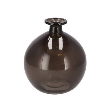 DK Design Bloemenvaas rond model - helder gekleurd glas - zwart - D13 x H15 cm - Vazen