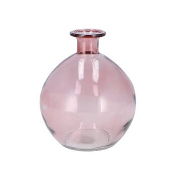 DK Design Bloemenvaas rond model - helder gekleurd glas - zacht roze - D13 x H15 cm - Vazen