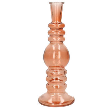 Kaarsen kandelaar Florence - zacht oranje glas - helder - D8,5 x H23 cm - kaars kandelaars