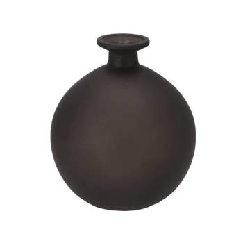 DK Design Bloemenvaas rond model - helder gekleurd glas - mat zwart - D13 x H15 cm - Vazen