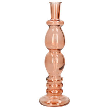 Kaarsen kandelaar Florence - oranje glas - helder - D9 x H28 cm - kaars kandelaars