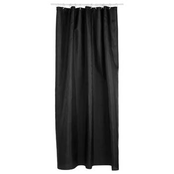 5Five Douchegordijn - zwart - polyester - 180 x 200 cm - inclusief ringen - Douchegordijnen
