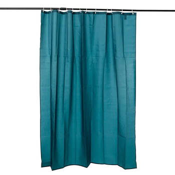 5Five Douchegordijn - petrol blauw - polyester - 180 x 200 cm - inclusief ringen - Douchegordijnen