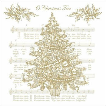 Ambiente kerst thema servetten - 40x - 33 x 33 cm - wit/goud - Feestservetten