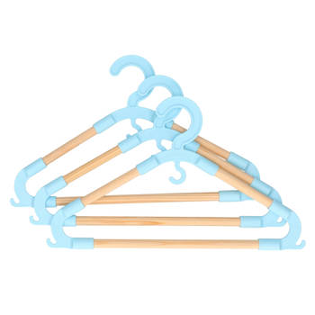 Storage Solutions kledinghangers voor kinderen - 3x - kunststof/hout - blauw - Sterke kwaliteit - Kledinghangers