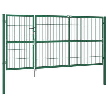 The Living Store Hekpoort Groen Gepoedercoat Staal - 140x350 cm - Inclusief 3 sleutels