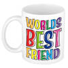 Bellatio Decorations Cadeau mok / beker - Worlds Best Friend - regenboog - 300 ml - voor vriend of vriendin - feest mokk