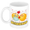 Bellatio Decorations beterschap cadeau mok - keramiek - 300 ml - dikke kus - feest mokken