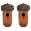 Set van 2x stuks houten vogelhuisjes/nesthuisjes eikel 25 cm - Vogelhuisjes