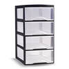 Plasticforte Ladeblokje/bureau organizer 4x lades - transparant/zwart - L26 x B37 x H49 cm - Ladeblok