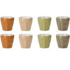 Excellent Houseware Koffie/espresso kleine kopjes - set van 8x stuks - porselein - Earth colours - 90 ml - Koffie- en th