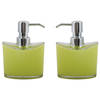 MSV Zeeppompje/dispenser Aveiro - 2x - PS kunststof - limegroen/zilver - 11 x 14 cm - 260 ml - Zeeppompjes