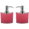 MSV Zeeppompje/dispenser Aveiro - 2x - PS kunststof - fuchsia roze/zilver - 11 x 14 cm - 260 ml - Zeeppompjes