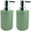 MSV Zeeppompje/dispenser Porto - 2x - PS kunststof - groen/zilver - 7 x 16 cm - 260 ml - Zeeppompjes