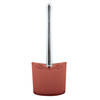 MSV Toiletborstel in houder/wc-borstel Aveiro - PS kunststof/rvs - terracotta/zilver - 37 x 14 cm - Toiletborstels