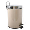 MSV Prullenbak/pedaalemmer - metaal - beige - 3 liter - 17 x 25 cm - Badkamer/toilet - Pedaalemmers