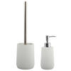 MSV Toiletborstel in houder 35 cm/zeeppompje set Squares - Polyresin/rvs - ivoor wit - Badkameraccessoireset