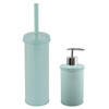 MSV Toiletborstel in houder 38 cm/zeeppompje set Industrial - metaal - mintgroen - Badkameraccessoireset