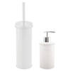 MSV Toiletborstel in houder 38 cm/zeeppompje set Industrial - metaal - ivoor wit - Badkameraccessoireset
