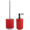 MSV Toiletborstel in houder 38 cm/zeeppompje set Moods - keramiek/kunststof - rood - Badkameraccessoireset