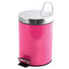 MSV Prullenbak/pedaalemmer - metaal - fuchsia roze - 3 liter - 17 x 25 cm - Badkamer/toilet - Pedaalemmers