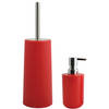 MSV Toiletborstel in houder 35 cm/zeeppompje set Moods - kunststof - rood - Badkameraccessoireset