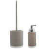 MSV Toiletborstel in houder 38 cm/zeeppompje set Moods - Keramiek/rvs - taupe/beige - Badkameraccessoireset