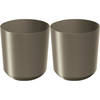 Prosperplast Plantenpot/bloempot Babylon - 2x - kunststof - buiten/binnen - titanium grijs - D24 x H24 cm - Plantenpotte