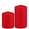 Stompkaarsen set van 2x stuks rood 8 en 12 cm - Stompkaarsen