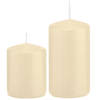 Stompkaarsen set van 6x stuks creme wit 8 en 12 cm - Stompkaarsen