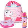 Peppa Pig lunchbox set voor kinderen - 3-delig - roze - incl. gymtas/schooltas - Lunchboxen