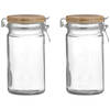 Urban Living Weckpot/inmaakpot - 2x - 1L - glas - met beugelsluiting - bamboe deksel - Weckpotten