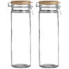 Urban Living Voorraadpot/bewaarpot - 2x - 1,9L - glas - met beugelsluiting - bamboe deksel - Voorraadpot