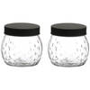 Urban Living Voorraadpot/bewaarpot Roma - 2x - 1L - glas - zwart - D13 x H13 cm - Voorraadpot