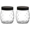 Urban Living Voorraadpot/bewaarpot Mora - 2x - 1.2L - glas - zwart - D13 x H15 cm - Voorraadpot