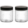 Urban Living Voorraadpot/bewaarpot Roma - 2x - 500 ml - glas - zwart - D12 x H12 cm - Voorraadpot