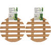 Haushaltshelden pannenonderzetters - 2x - rond - D17 cm - bamboe hout - Panonderzetters